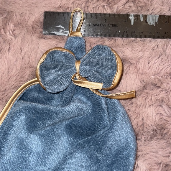 Set of 3 hand towels and dish towels in shade of blue 2 doll dress & 1 gold trim - Picture 11 of 11